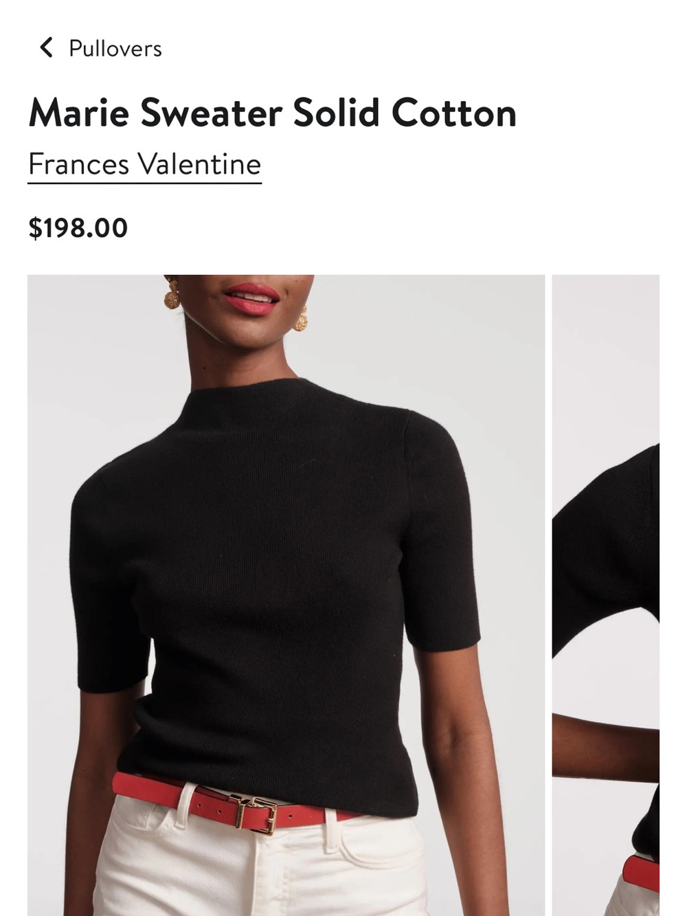 Frances Valentine Marie short sleeve in black. 100% cotton.